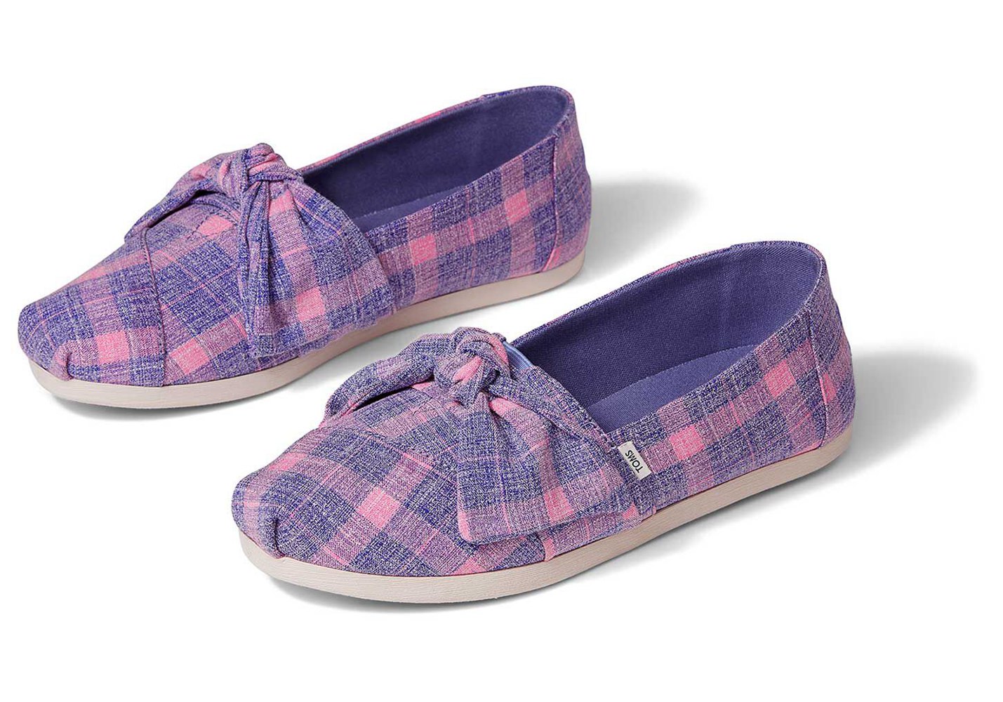 Toms Espadryle Damskie Fioletowe/Różowe - Alpargata Plaid Bow - 97PDCUGXY